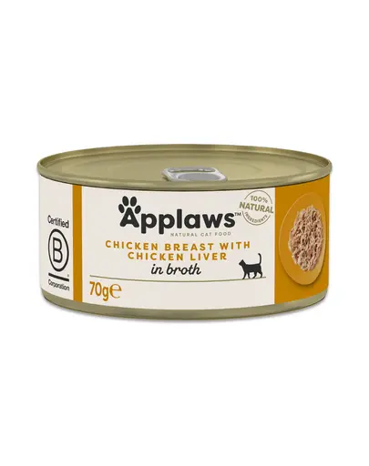 APPLAWS Cat Broth Hrana umeda pentru pisici cu pui si ficat in supa 70 g