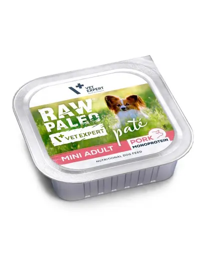 Hrana monoproteica pentru caini adulti talie mica RAW PALEO Mini Adult Pork Pate 150 g pate cu porc