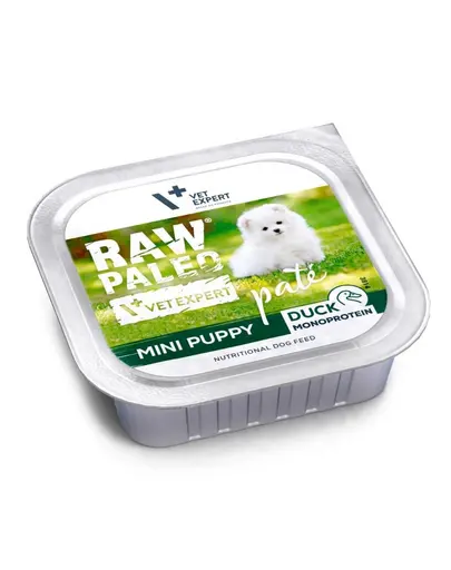 RAW PALEO Mini Puppy Duck Pate 150 g hrana umeda monoproteica pui caine talie mica, pate cu rata