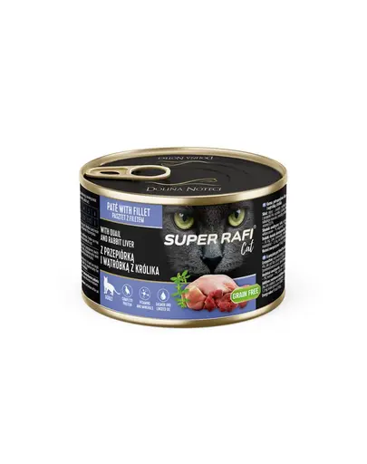 SUPER RAFI Cat cu prepelita si ficat de iepure 185 g pentru pisici adulte