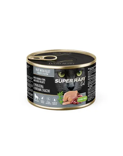 SUPER RAFI Cat cu bibilica si inimi de rata 185 g pentru pisici sterilizate