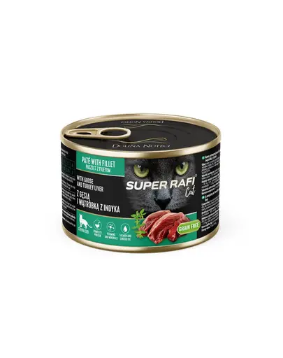 SUPER RAFI Cat cu rata si ficat de curcan 185 g pentru pisici sterilizate