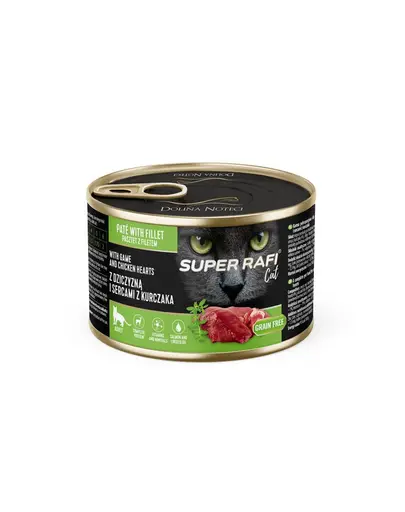 SUPER RAFI Cat cu vanat si inimi de pui 185 g pentru pisici sterilizate