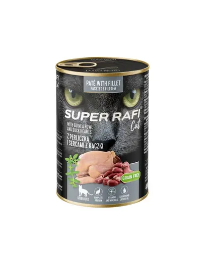 SUPER RAFI Cat cu bibilica si inimi de rata 400 g pentru pisici sterilizate