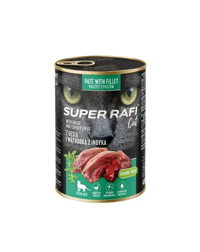 SUPER RAFI Cat rata si ficat de curcan 400 g pisici sterilizate