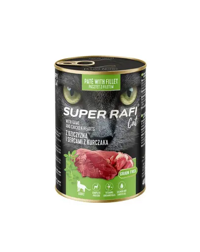 SUPER RAFI Cat vanat si inimi de pui 400 g hrana umeda pentru pisici adulte