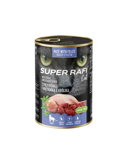 SUPER RAFI Cat prepelita si ficat iepure 400 g hrana pisici adulte