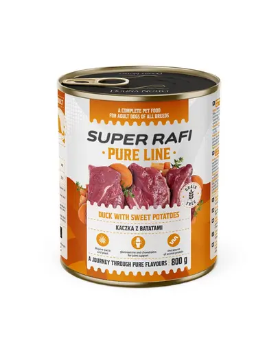 SUPER RAFI Pure Line rata si cartofi dulci 800 g hrana umeda caini adulti