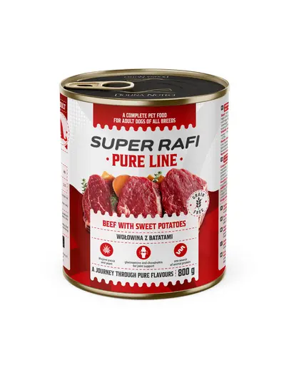 SUPER RAFI Pure Line cu vita si cartofi dulci 800 g hrana umeda pentru caini adulti