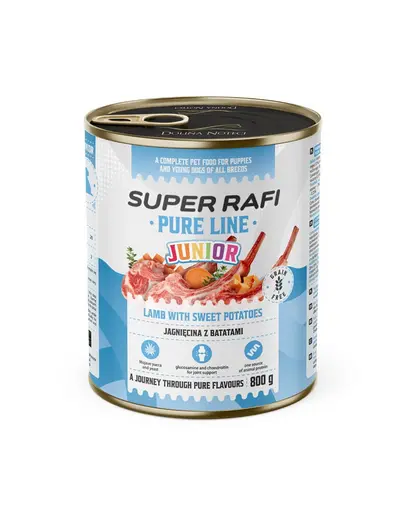 SUPER RAFI Pure Line Junior miel si cartofi dulci 800 g hrana pentru catei