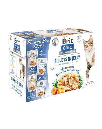BRIT Care Cat Fillets Mix Jelly & Gravy 24x85 g pachet mixt hrana umeda pisici, fileuri in jeleu si sos