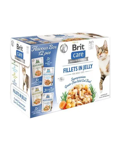 BRIT Care Cat Fillets in Jelly Mix 24 x 85 g pachet mixt hrana umeda pisici, fileuri in jeleu