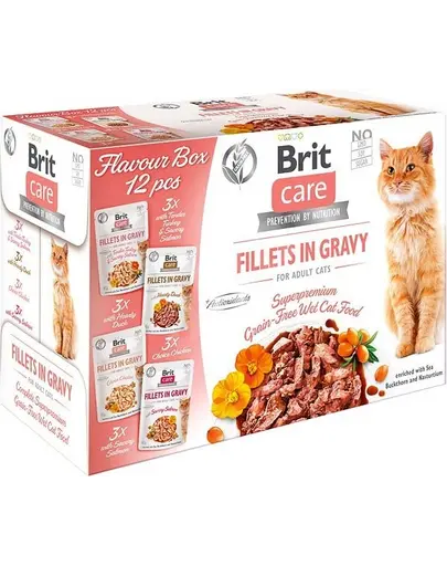 BRIT Care Cat Fillets in Gravy 24 x 85 g pachet mixt hrana umeda pisici, fileuri in sos