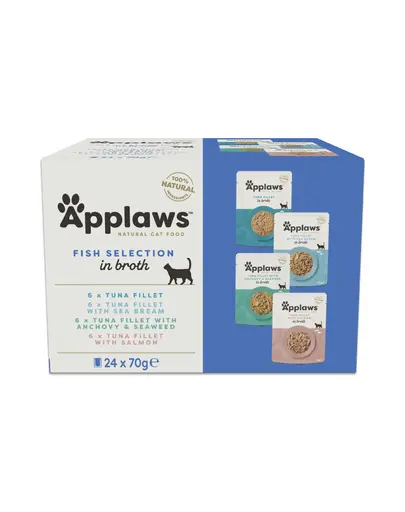 APPLAWS Cat Multipack hrana pisici cu peste in supa, 4 arome 24x70 g
