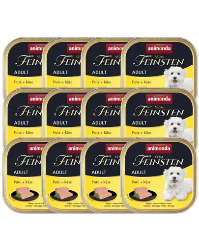 ANIMONDA Vom Feinsten Adult hrana umeda tip pate pentru caini cu curcan si branza 12x150 g