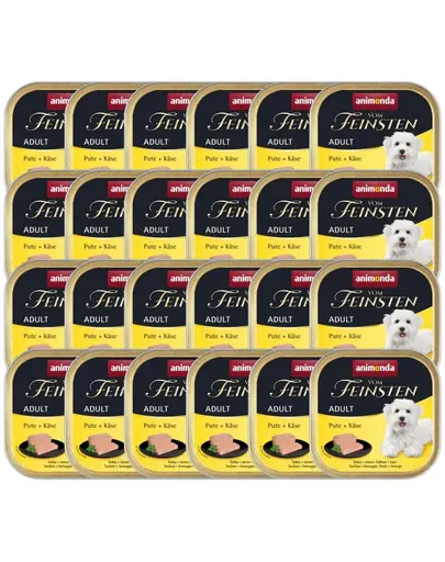 ANIMONDA Vom Feinsten Adult hrana umeda tip pate pentru caini cu curcan si branza 24 x 150 g