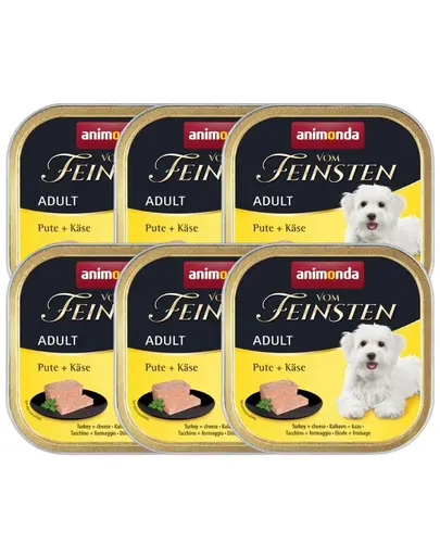 ANIMONDA Vom Feinsten Adult hrana umeda tip pate pentru caini cu curcan si branza 6x150 g