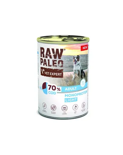 RAW PALEO Light Cod Hrana umeda monoproteica cu cod pentru caini adulti 400 g