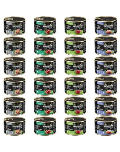 SUPER RAFI Cat Mix 4 Arome 24 x 185 g hrana umeda pentru pisici
