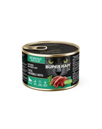 SUPER RAFI Cat cu rata si ficat de curcan 6x185 g pentru pisici sterilizate