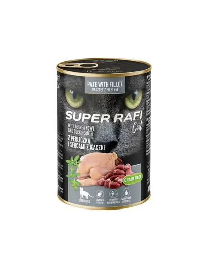 SUPER RAFI Cat cu bibilica si inimi de rata 6x400 g pentru pisici sterilizate