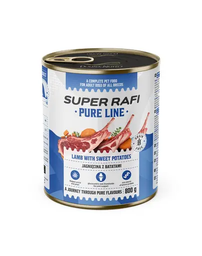 SUPER RAFI Pure Line miel si cartofi dulci 6x800 g hrana caini adulti