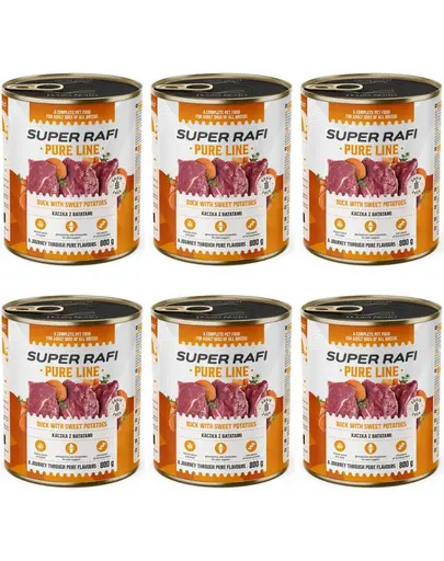 SUPER RAFI Pure Line rata si cartofi dulci 6x800 g hrana umeda caini adulti