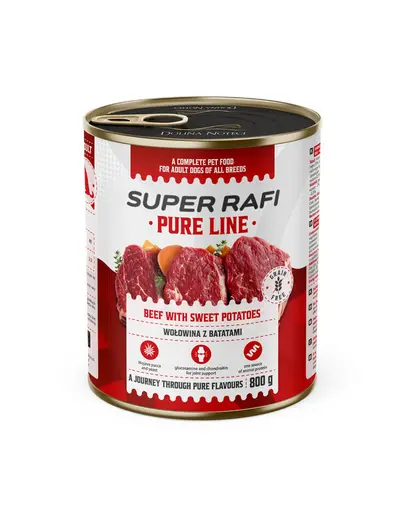 SUPER RAFI Pure Line cu vita si cartofi dulci 12x800 g hrana umeda pentru caini adulti