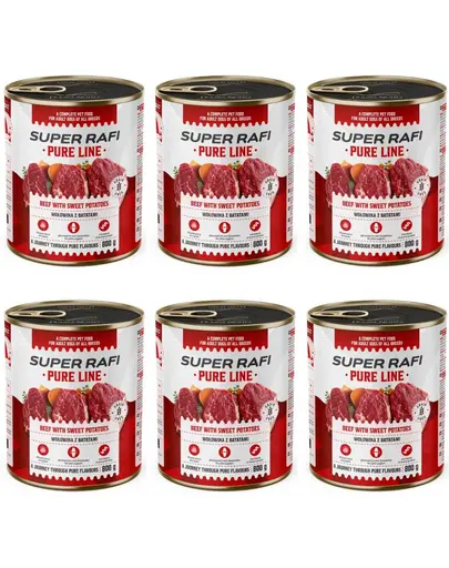 SUPER RAFI Pure Line cu vita si cartofi dulci 6x800 g hrana umeda pentru caini adulti