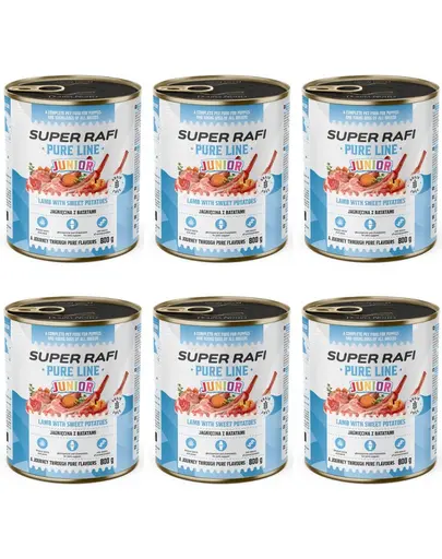 SUPER RAFI Pure Line Junior miel si cartofi dulci 6x800 g hrana pentru catei