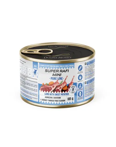 SUPER RAFI Mini Pure Line cu miel si cartof dulce 185 g hrana umeda pentru caini de talie mica