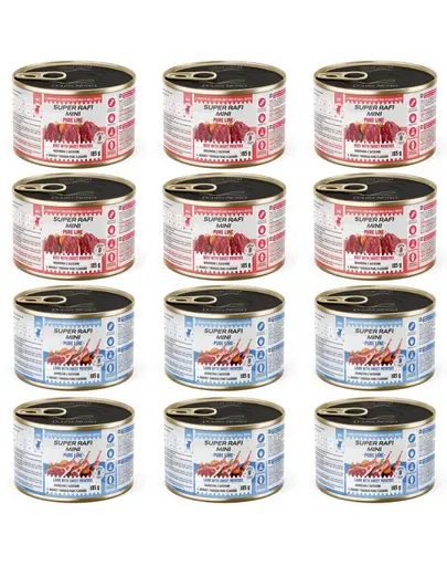SUPER RAFI Mini Pure Line mix 2 arome 12x185g hrana umeda pentru caini de rase mici