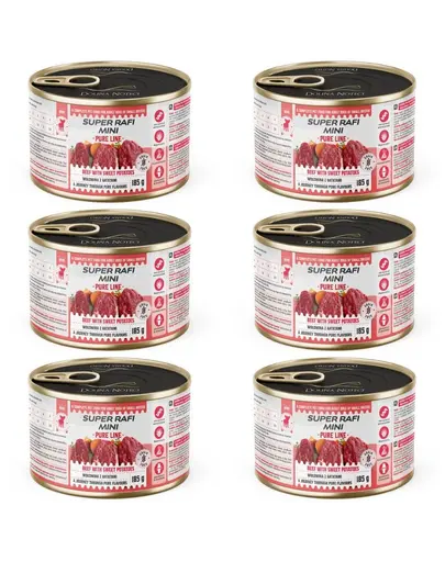 SUPER RAFI Mini Pure Line cu vita si cartof dulce 6x185 g hrana umeda pentru caini de talie mica