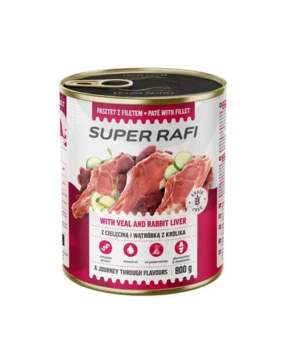 SUPER RAFI Mix 4 Arome 12 x 800 g pate pentru caini