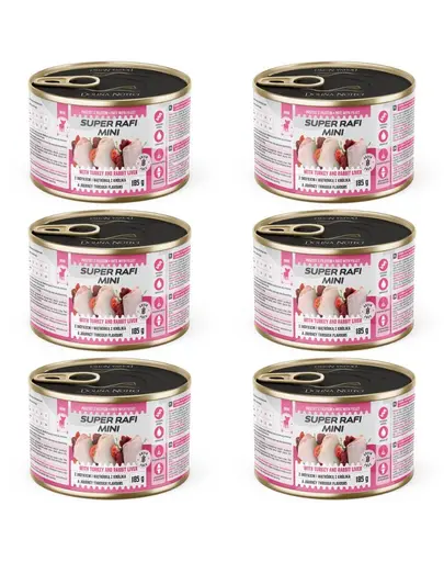 SUPER RAFI Mini cu curcan si ficat de iepure 6x185 g hrana umeda pentru caini de talie mica