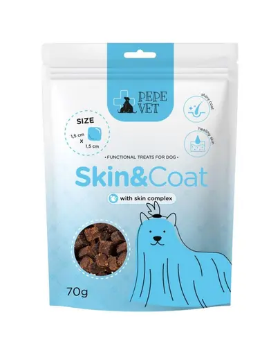 PAKA ZWIERZAKA PEPE Vet Skin & Coat 70 g gustari functionale pentru sustinerea sanatatii pielii si blanii la caini