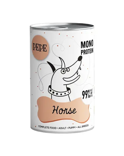 PAKA ZWIERZAKA PEPE Hrana monoproteica pentru caini 99% carne de cal 800 g