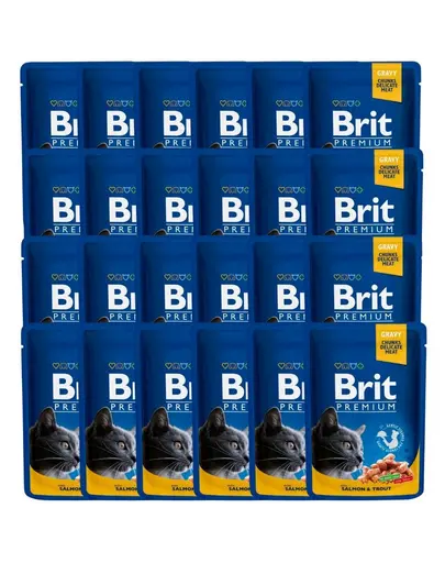 BRIT Premium Cat Adult Mix 48x100 g hrana pisici adulte, cu somon si pastrav, vita si mazare