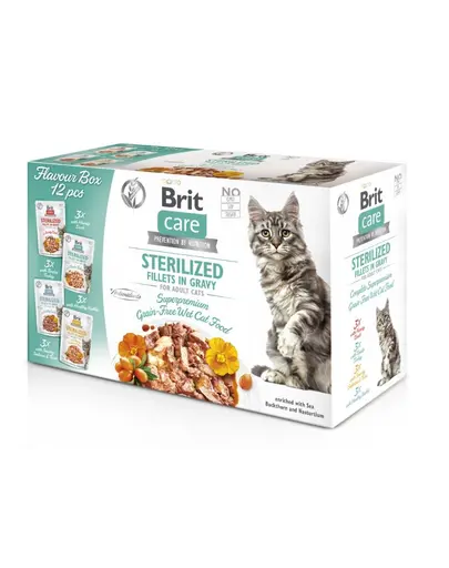 BRIT Care Cat Sterilized Fillets in Gravy Box 24x85 g pachet mixt hrana umeda pisici sterilizate, fileuri in sos