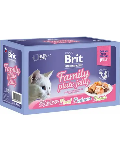 BRIT Premium by Nature Cat Delicate Fillets in Jelly 24x85 g Family Plate, hrana umeda pisici adulte, fileuri in jeleu