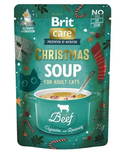 BRIT Care Cat Christmas Soup Beef 3x75 g supa pentru pisici, hrana complementara cu vita si legume