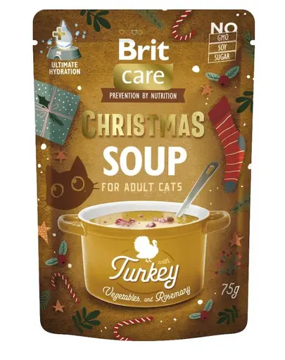 BRIT Care Cat Christmas Soup Turkey 3x75 g supa pisici, hrana umeda complementara cu curcan si legume