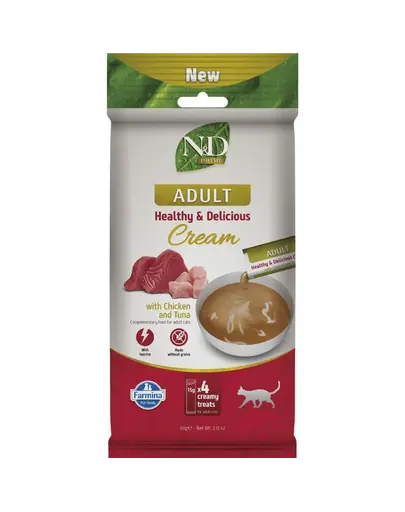 Recompensa cremoasa pisici adulte 4x15 g FARMINA N&D Prime cu pui si ton