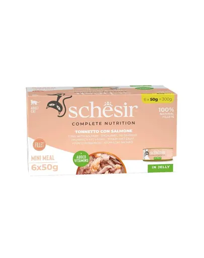 Hrana umeda pisici ton si somon SCHESIR in jeleu 6x50 g