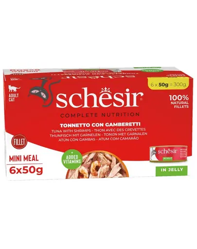 Hrana umeda pisici ton si creveti SCHESIR in jeleu 6x50 g
