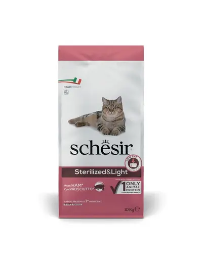 Hrana pisici sterilizate 10 kg SCHESIR Original Light cu sunca pentru control greutate