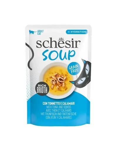 Supa pisici ton si calamar SCHESIR Soup 40 g pentru hidratare