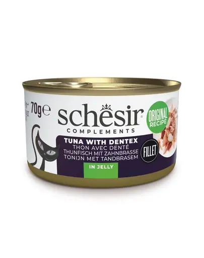 Hrana pisici ton si merluciu SCHESIR Complements in jeleu 70 g