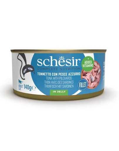 Hrana umeda pisici ton si sardine SCHESIR in jeleu 140 g