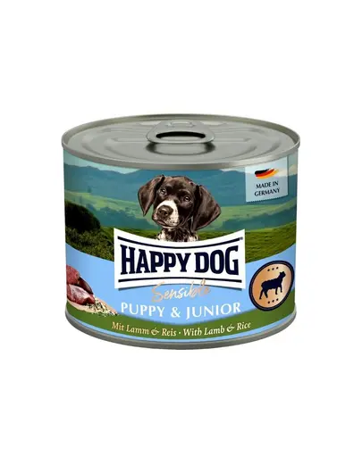 HAPPY DOG Sensible Puppy Junior Miel si orez hrana umeda pentru catei si caini tineri 200 g